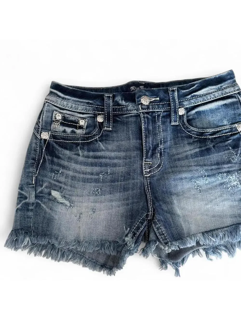 Miss Me Distressed Denim Shorts - Picture 2 of 7